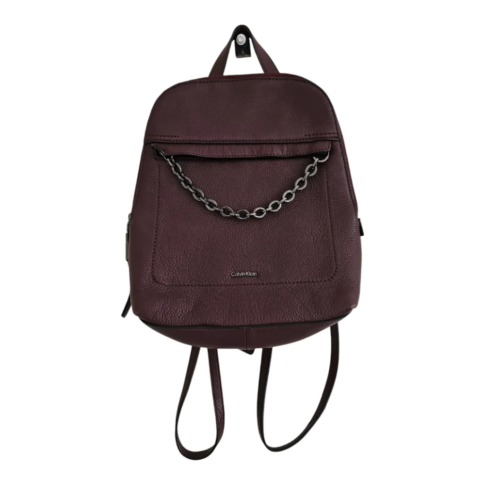 Calvin Klein Hera Lamb Leather Backpack Burgundy Chain
